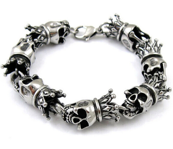 Fashion Punk Style Crown Skull Titanium Steel Bracelet